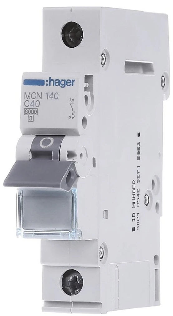 Автоматичний вимикач Hager MCN140 (1п, 6kA, C, 40A, 1м)