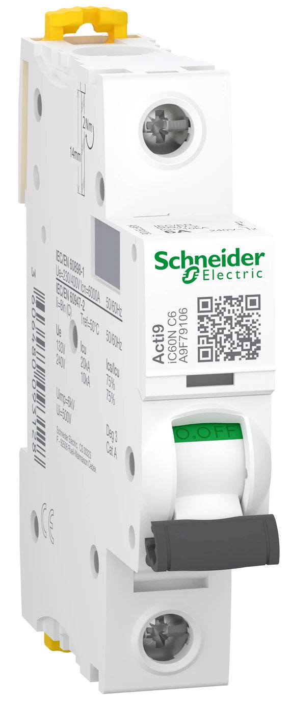 Автоматичний вимикач Schneider Electric Acti9 iC60N (1P, 6A, C, 6кА) (A9F79106)