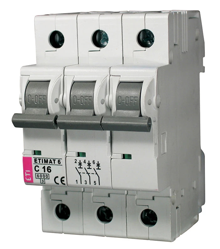 Автоматичний вимикач ETI ETIMAT 6 (3p, C, 16А, 6 kA) (2145516)