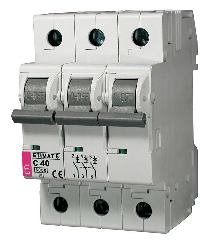 Автоматичний вимикач ETI ETIMAT 6 (3p, C, 40А, 6 kA) (2145520)