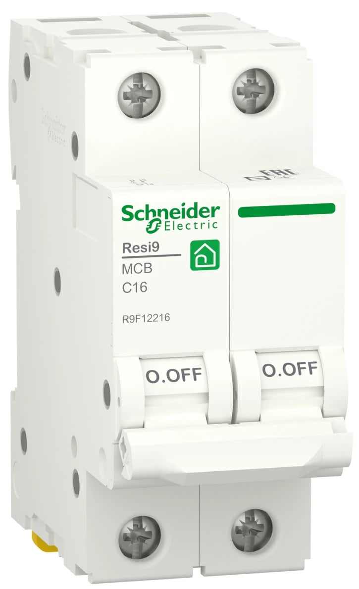 Автоматичний вимикач Schneider Electric RESI9 (2P, 16A, C, 6kA) (R9F12216)