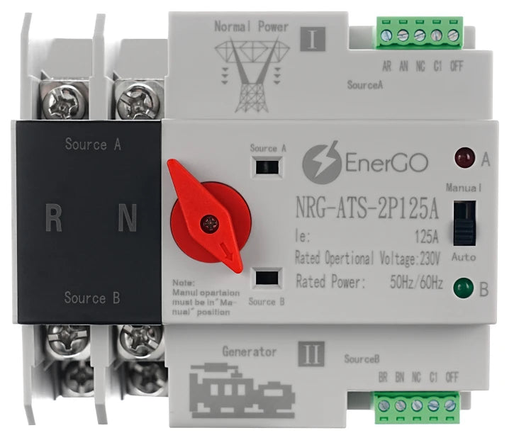 Автомат введення резерву EnerGo NRG-ATS-2P125A (2P, 230V, 125A)