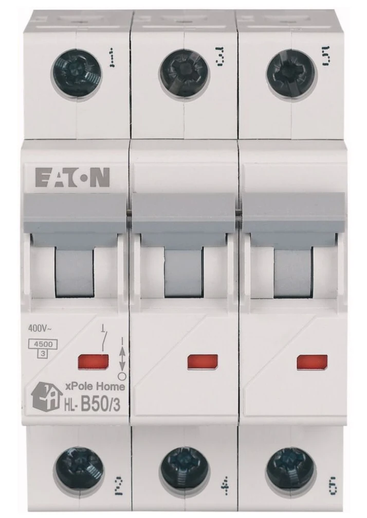 Автоматичний вимикач Eaton HL-B50/3 (3P, В, 50 А, 4.5 кА) White (194786)