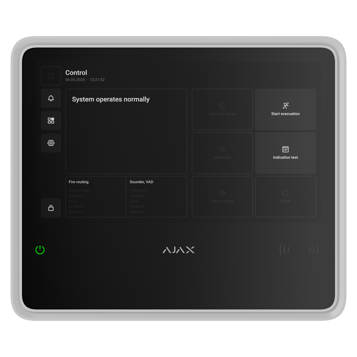 Бездротовий прилад приймально-контрольний пожежний (ППКП) з підтримкою пристроїв для захисту від вторгнення Ajax EN54 Fire Hub Jeweller White (125732.315.WH)