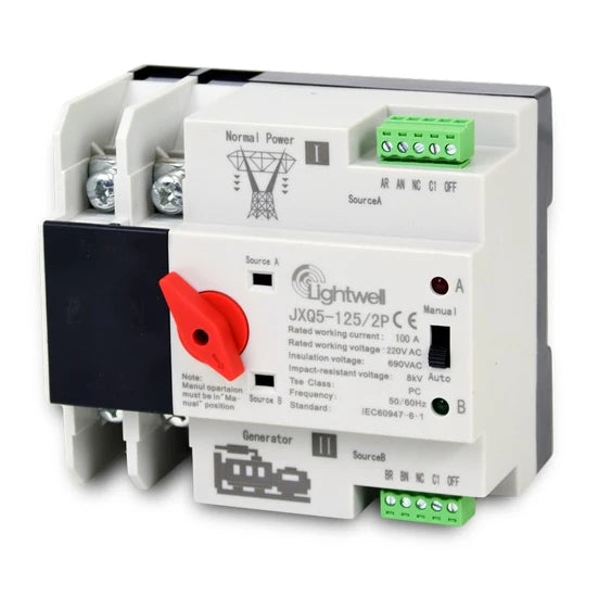 Автоматичний перемикач Lightwell JXQ5-125/2P для DIN-рейки (256728)