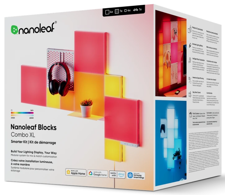 Розумні світлові панелі Nanoleaf Blocks Combo XL з підтримкою HomeKit і Matter - 9 шт. (N8100K02-10CB)