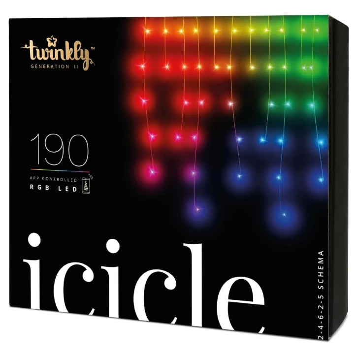 Гірлянда Smart LED Twinkly Icicle RGB 190, Gen II, IP44, довжина 5м, прозорий кабель (TWI190STP-TEU) Twinkly 16560