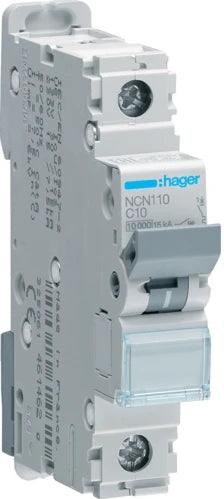 Автоматичний вимикач Hager NCN110 (1п, 10kA, C, 10A, 1м)