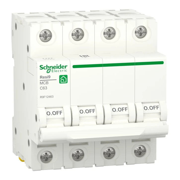 Автоматичний вимикач Schneider Electric RESI9 (4P, 63A, 6kA, C) (R9F12463)