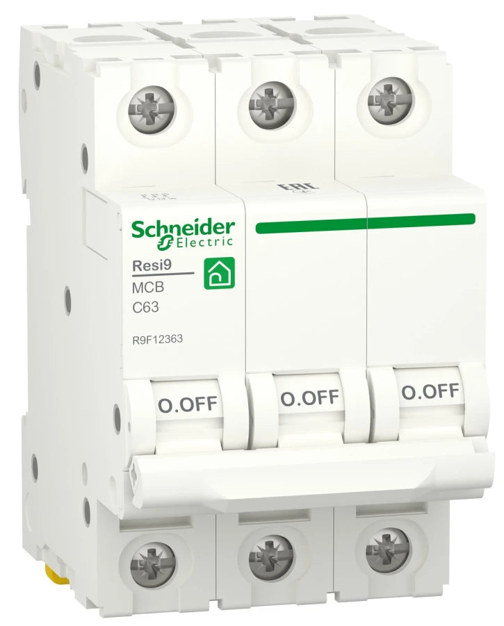 Автоматичний вимикач Schneider Electric RESI9 (3P, 63A, C, 6kA) (R9F12363)
