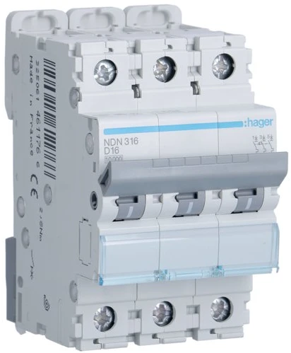 Автоматичний вимикач Hager NDN316 (3п, D, 16А, 10кА, 3м)