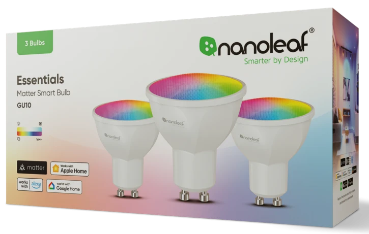 Розумна лампа Nanoleaf Essentials Smart GU10, 5 Вт, Apple Homekit, Matter — 3 шт. (NF080B02-3GU10)