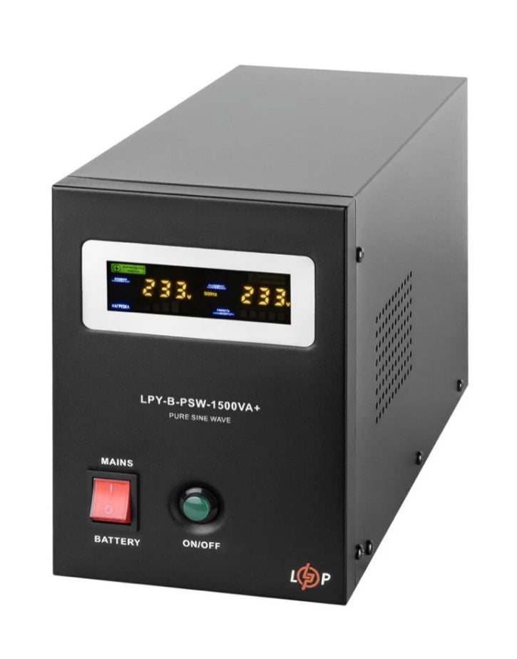 ДБЖ з правильною синусоїдою LogicPower 24V LPY-B-PSW-1500VA+(1050Вт) 10A/15A Black (4130)