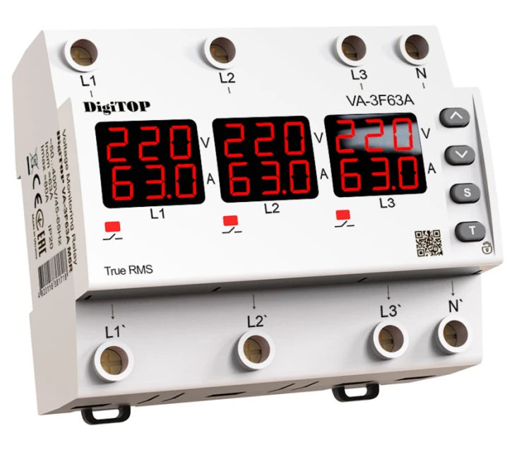 Реле напруги DigiTop VА-3F63A M6R White