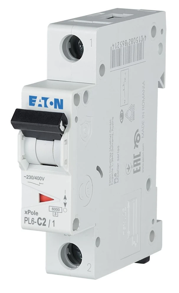 Автоматичний вимикач Eaton PL6-C2/1 (1P, С, 2 А, 6 кА) White (286528)