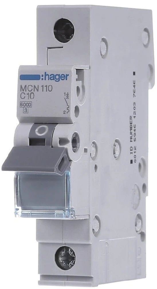 Автоматичний вимикач Hager MCN110 (1п, 6kA, C, 10A, 1м)