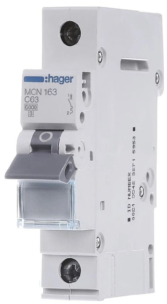 Автоматичний вимикач Hager MCN163 (1п, 6kA, C, 63A, 1м)