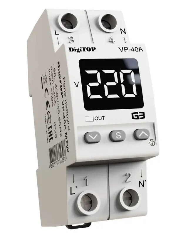 Реле напруги DigiTop VP-40A M2W White