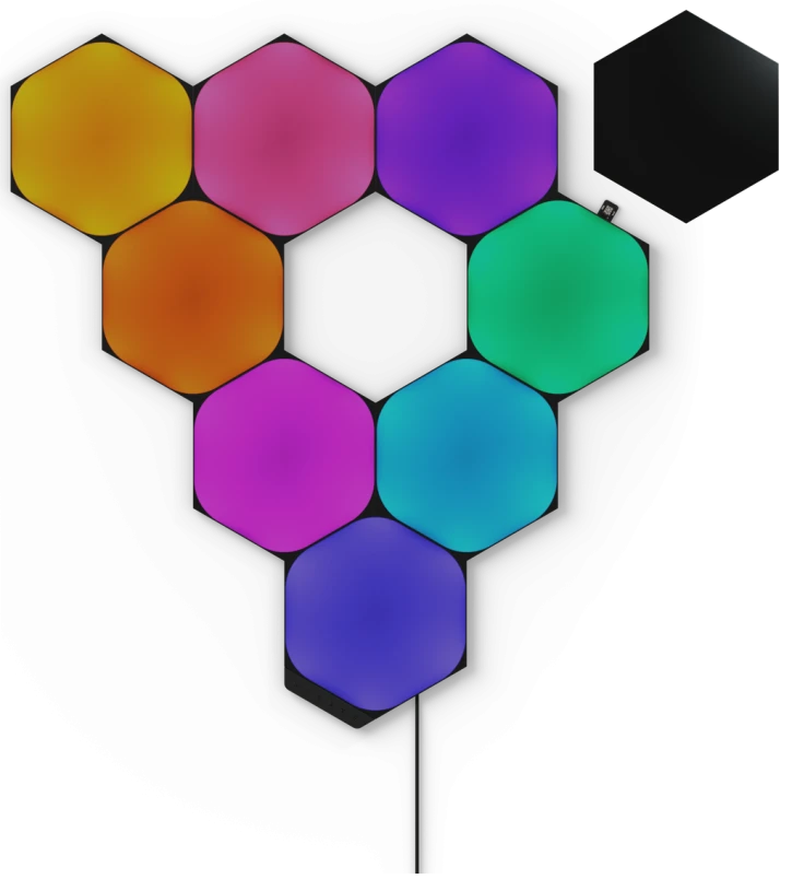 Розумна система освітлення Nanoleaf Shapes Ultra Black Hexagons Starter Kit, Apple Homekit — 9 шт. (NL42-0102HX-9PK)