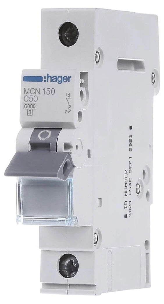 Автоматичний вимикач Hager MCN150 (1п, 6kA, C, 50A, 1м)