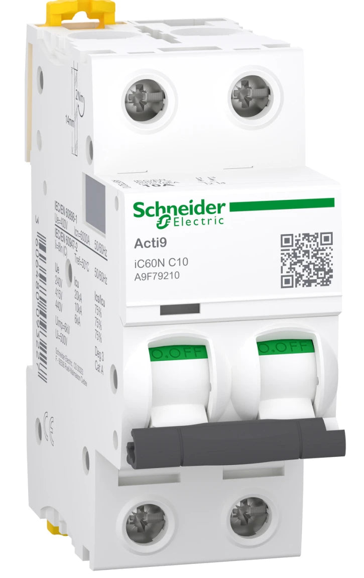 Автоматичний вимикач Schneider Electric Acti9 iC60N (2P, 10A, C, 6кА) (A9F79210)