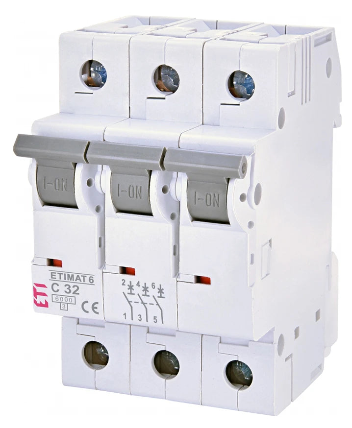 Автоматичний вимикач ETI ETIMAT 6 (3p, C, 32А, 6 kA) (2145519)