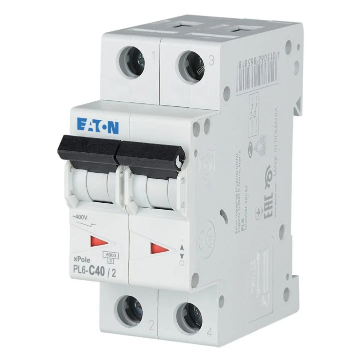 Автоматичний вимикач Eaton PL6-C40/2 (2P, C, 40 А, 6 кА) White (286571)