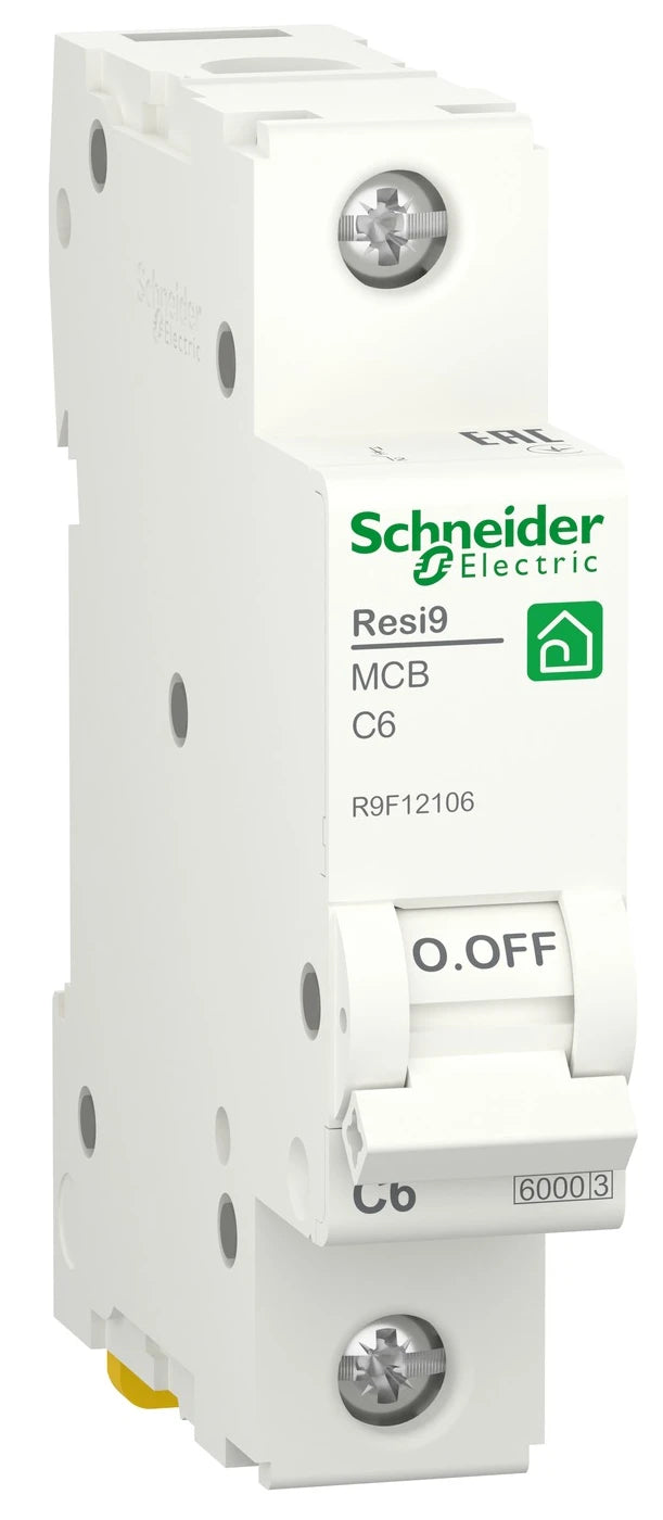 Автоматичний вимикач Schneider Electric Resi9 (1P, C, 6А, 6kA) (R9F12106)