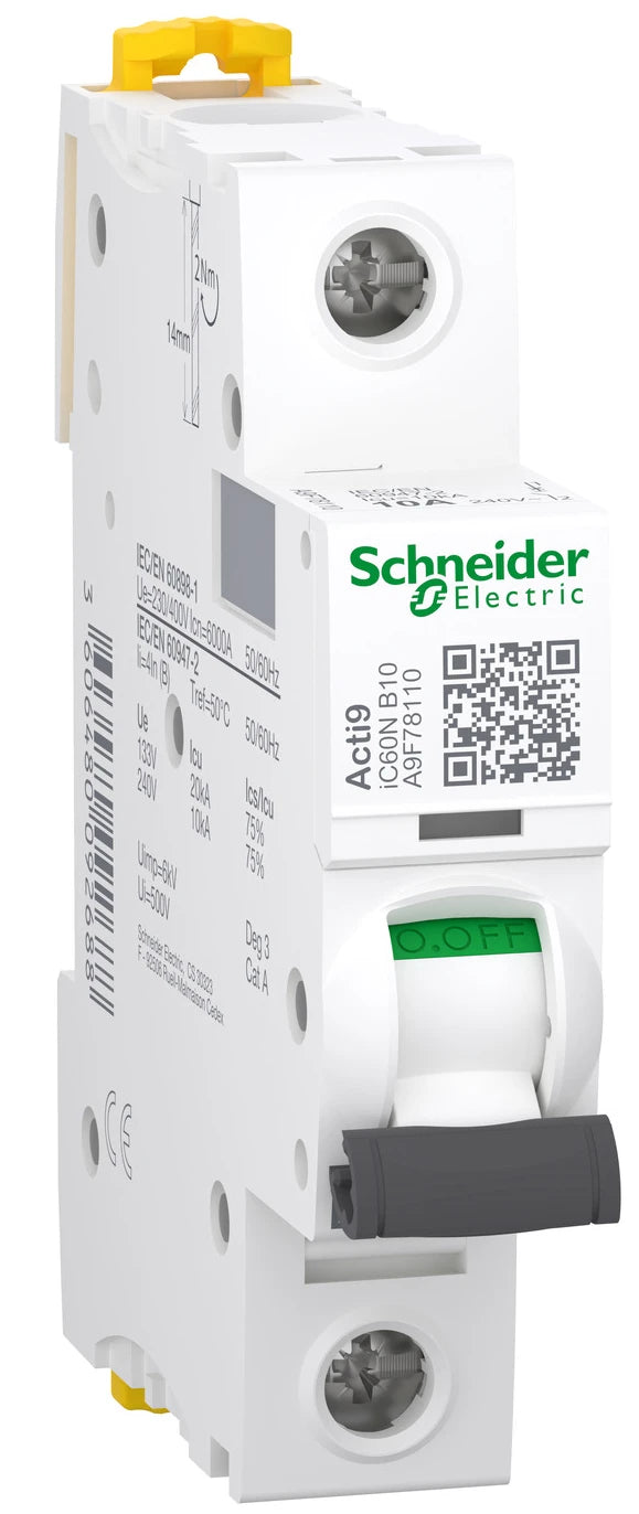 Автоматичний вимикач Schneider Electric Acti9 iC60N (1P, 10A, В, 6кА) (A9F78110)