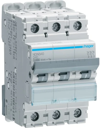 Автоматичний вимикач Hager NDN340 (3п, D, 40А, 10кА, 3м)