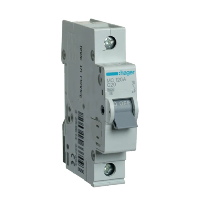 Автоматичний вимикач Hager MC120A (1п, C, 20A, 6кА, 1м)