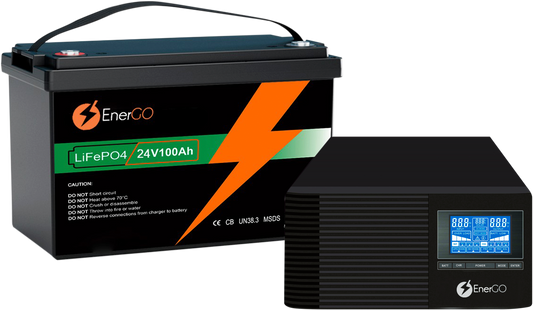 Комплект резервного живлення EnerGo NRG-1500+ 1200W + Акумулятор EnerGo LiFePO4 24V 100Ah (NRG-KM24100LF-BX)