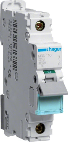 Автоматичний вимикач Hager NDN116 (1п, D, 16А, 10кА, 1м)