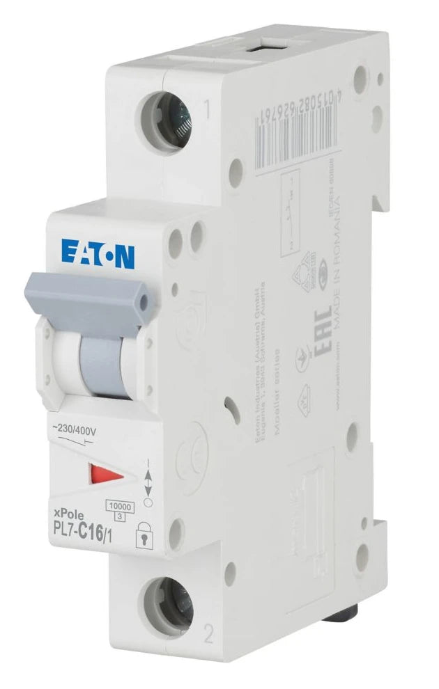 Автоматичний вимикач Eaton PL7-C16/1 (1P, С, 16 А, 10 кА) White (262704)