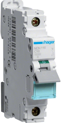Автоматичний вимикач Hager NCN116 (1P, C, 16A, 10kA)