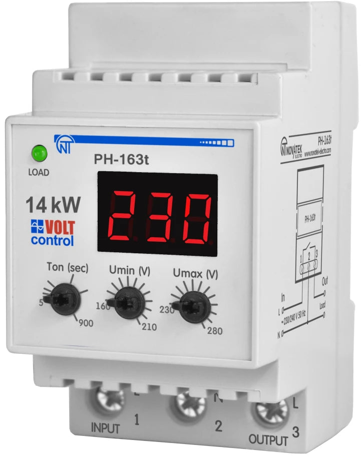 Реле напруги Новатек РН-163Т «Volt Control» 63A (NTRN163T3)