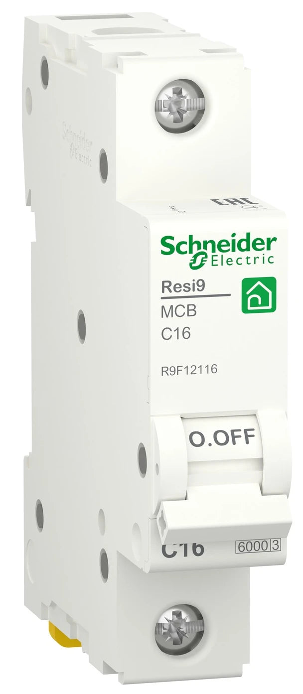 Автоматичні вимикачі Schneider Electric RESI9 (1P, 16A, C, 6kA) (R9F12116)