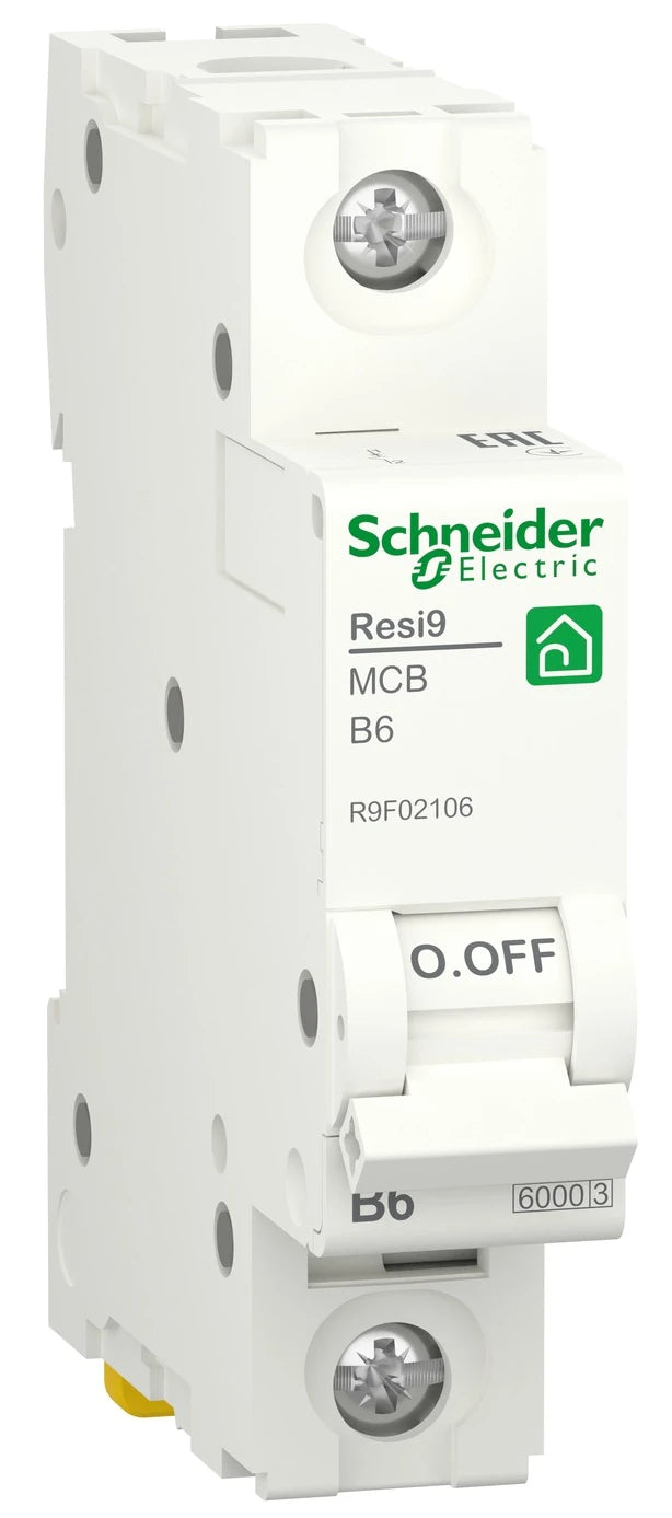 Автоматичний вимикач Schneider Electric Resi9 (1P, 6A, B, 6kA) (R9F02106)